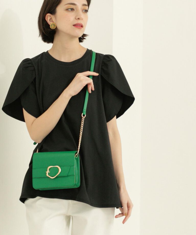 OPAQUE.CLIP「チューリップスリーブドッキングカットソー【洗濯機洗い可/接触冷感】」|Tシャツ・カットソー|ブラック(019)