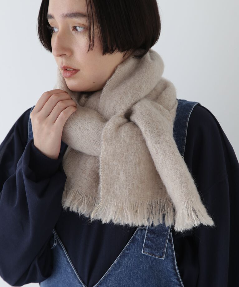  「モヘヤミックスストール」|バンダナ・スカーフ|ベージュ