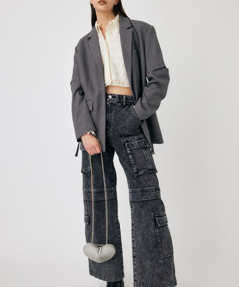 MOUSSY「LOWRISE CARGO STRAIGHT」|デニム|L/BLK1