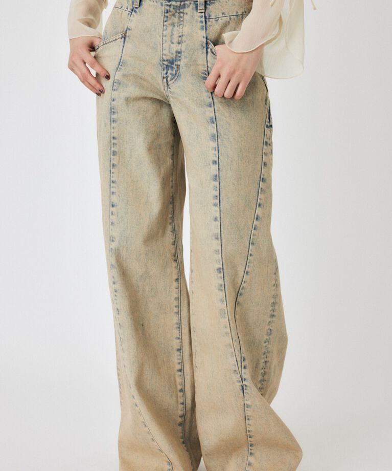 MOUSSY「CURVED LINE CHEMICAL BAGGY」|デニム|