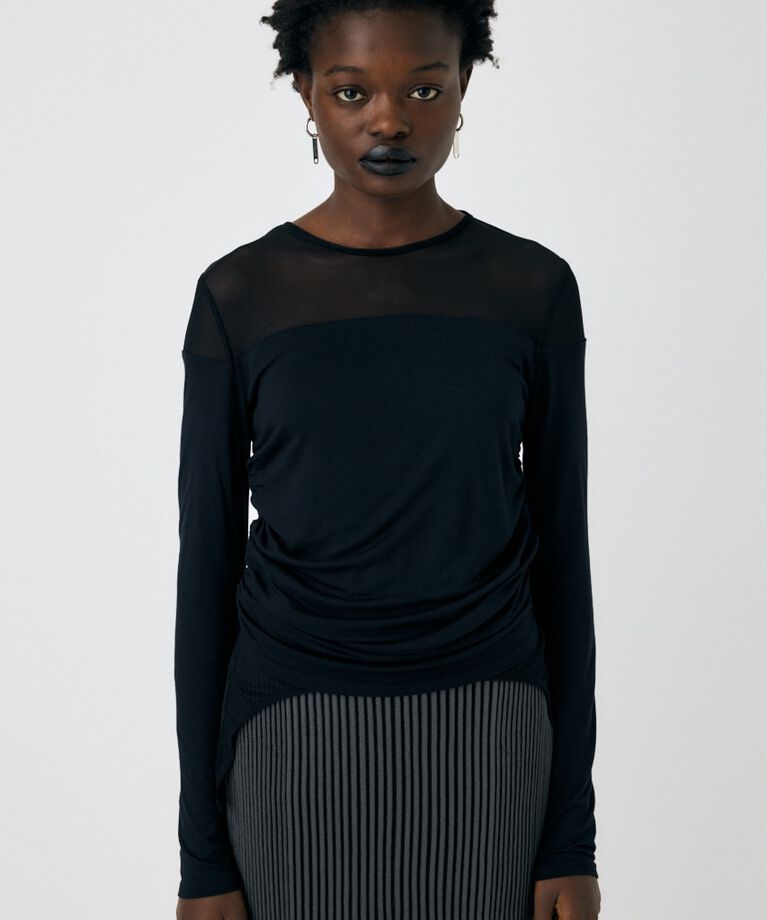 MOUSSY「SHEER LAYERED LS トップス」|Tシャツ・カットソー|