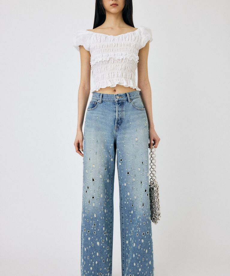 MOUSSY「DESTROYED MIDRISE BAGGY」|デニム|