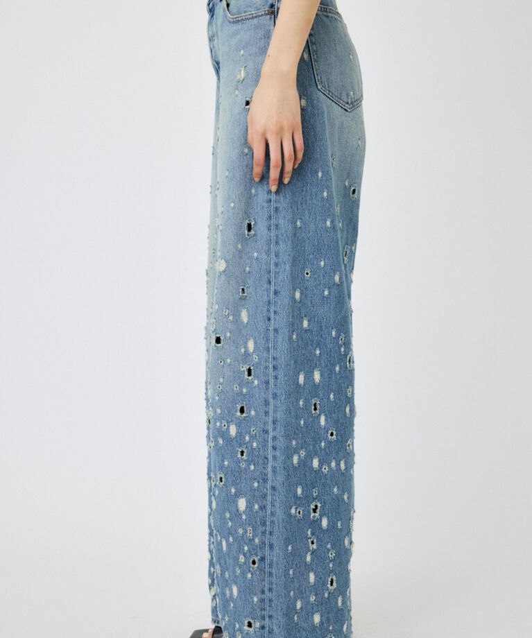 MOUSSY「DESTROYED MIDRISE BAGGY」|デニム|