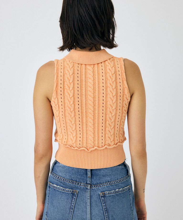 MOUSSY「CABLE KNIT POLO タンク」|タンクトップ|