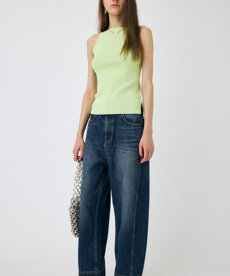 MOUSSY「OVER DYED CURVED バギー」|デニム|BLU