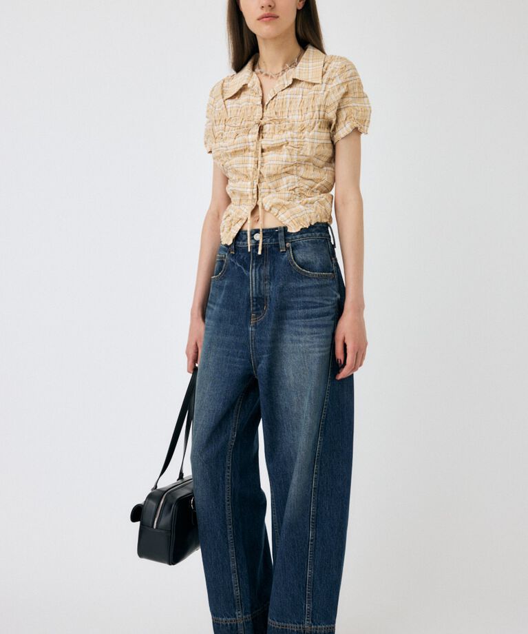 MOUSSY「OVER DYED CURVED バギー」|デニム|