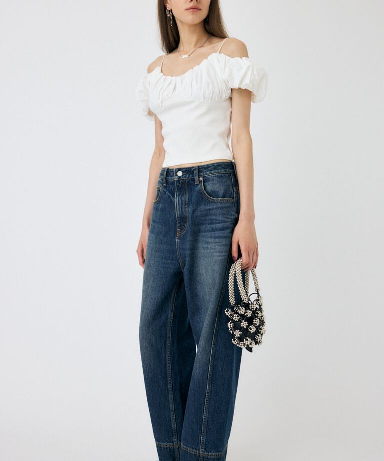 MOUSSY「OVER DYED CURVED バギー」|デニム|