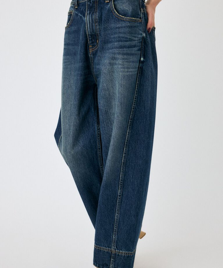 MOUSSY「OVER DYED CURVED バギー」|デニム|