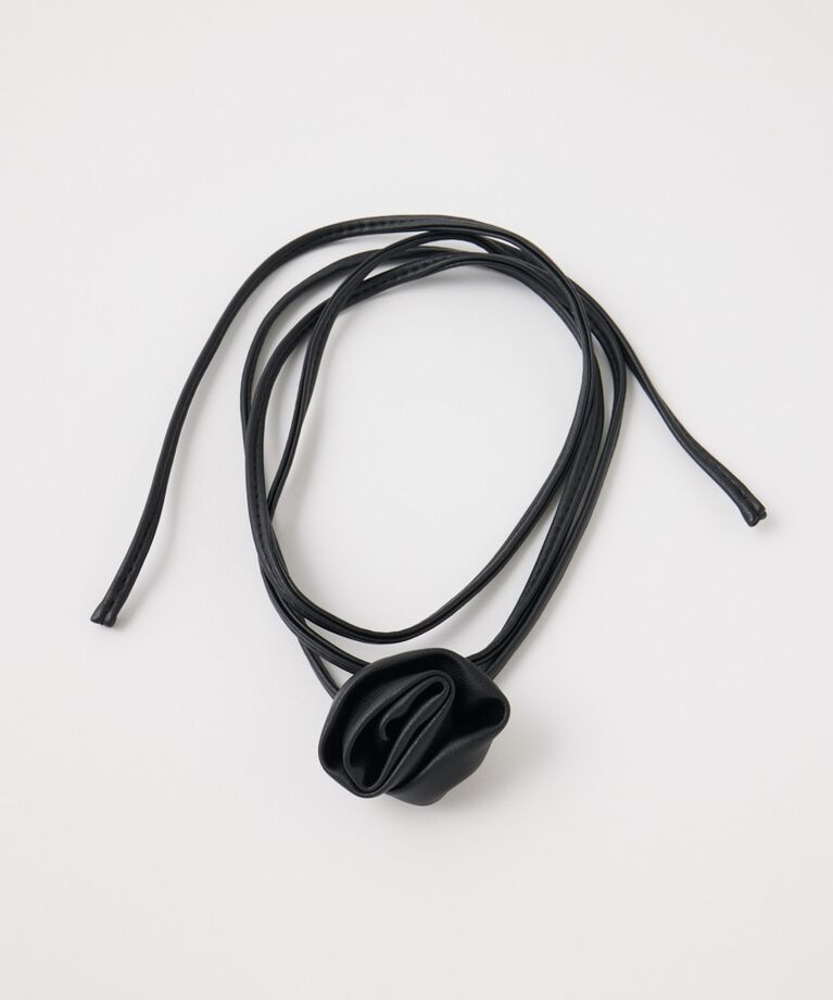 MOUSSY「ROSE CORSAGE リボン」|ネックレス|BLK