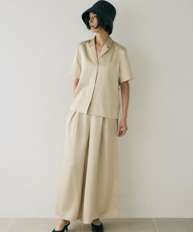 MOUSSY「リサイクルポリエステル使用　フレア分量たっぷりのサテンパンツ」|その他|