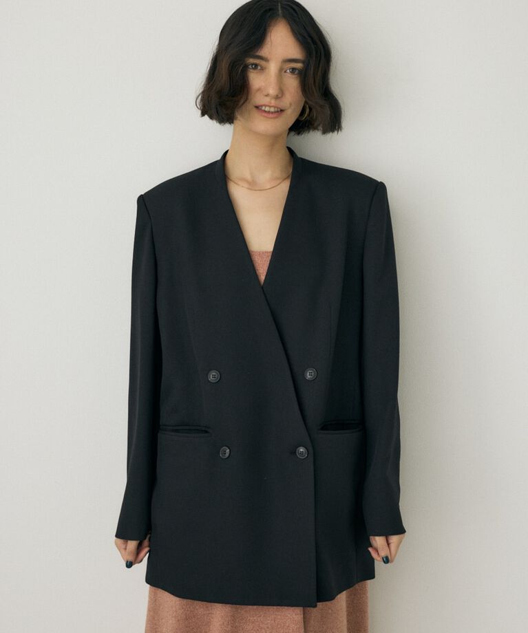 MOUSSY「シーズンレスノーカラージャケット　リサイクルポリエステル使用」|その他|BLK