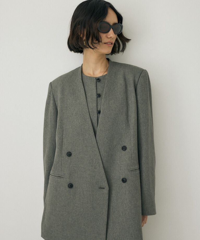 MOUSSY「シーズンレスノーカラージャケット　リサイクルポリエステル使用」|その他|GRY
