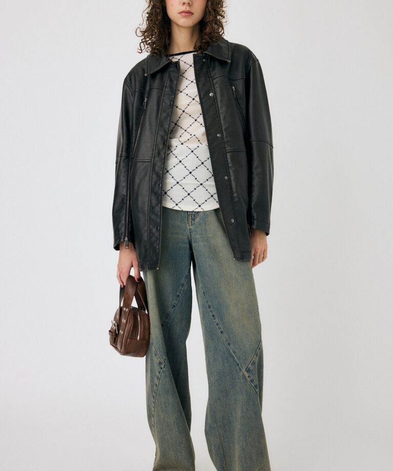 MOUSSY「AGED F/LEATHER MIDDLE ジャケット」|その他|