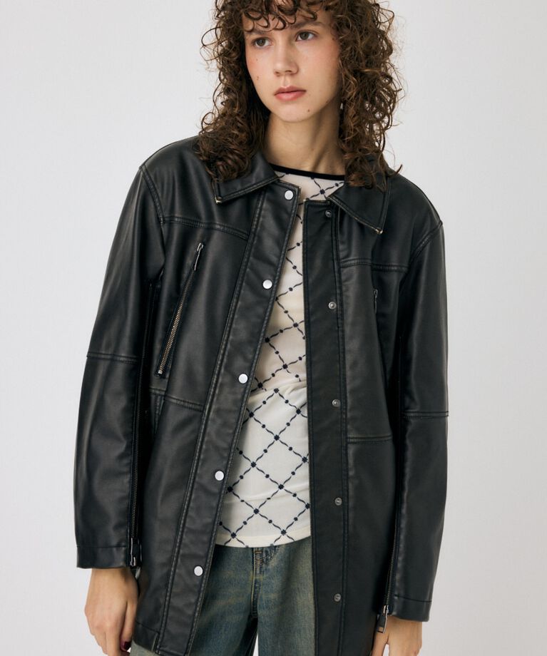 MOUSSY「AGED F/LEATHER MIDDLE ジャケット」|その他|