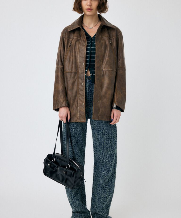 MOUSSY「AGED F/LEATHER MIDDLE ジャケット」|その他|