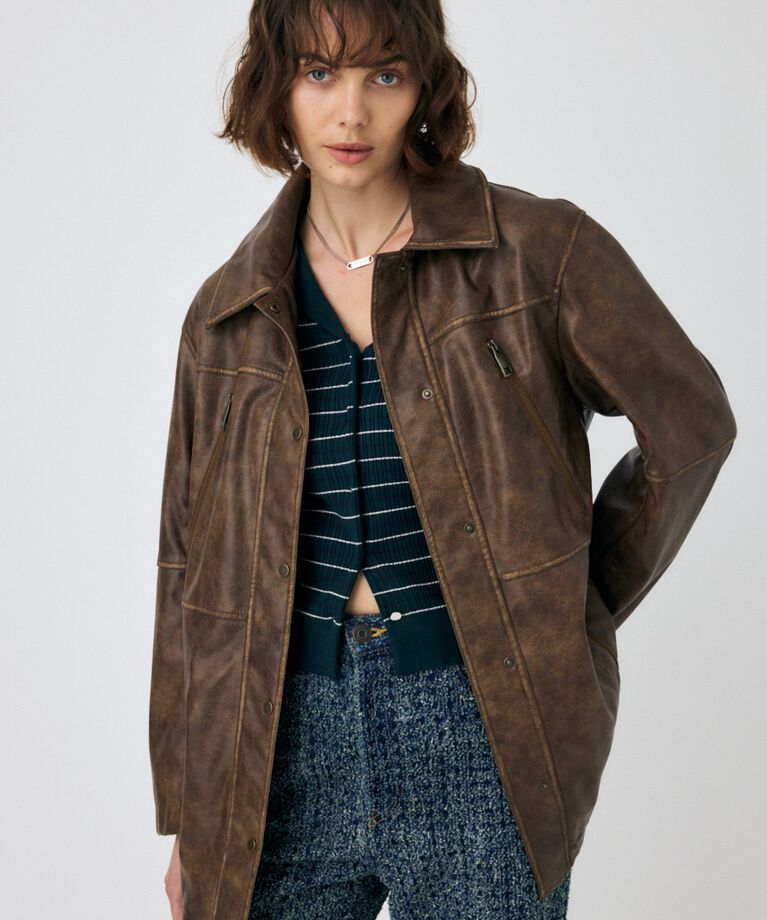 MOUSSY「AGED F/LEATHER MIDDLE ジャケット」|その他|