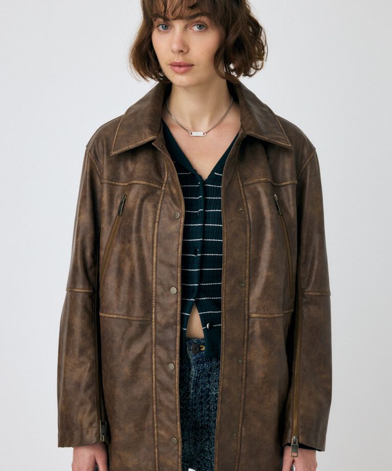 MOUSSY「AGED F/LEATHER MIDDLE ジャケット」|その他|
