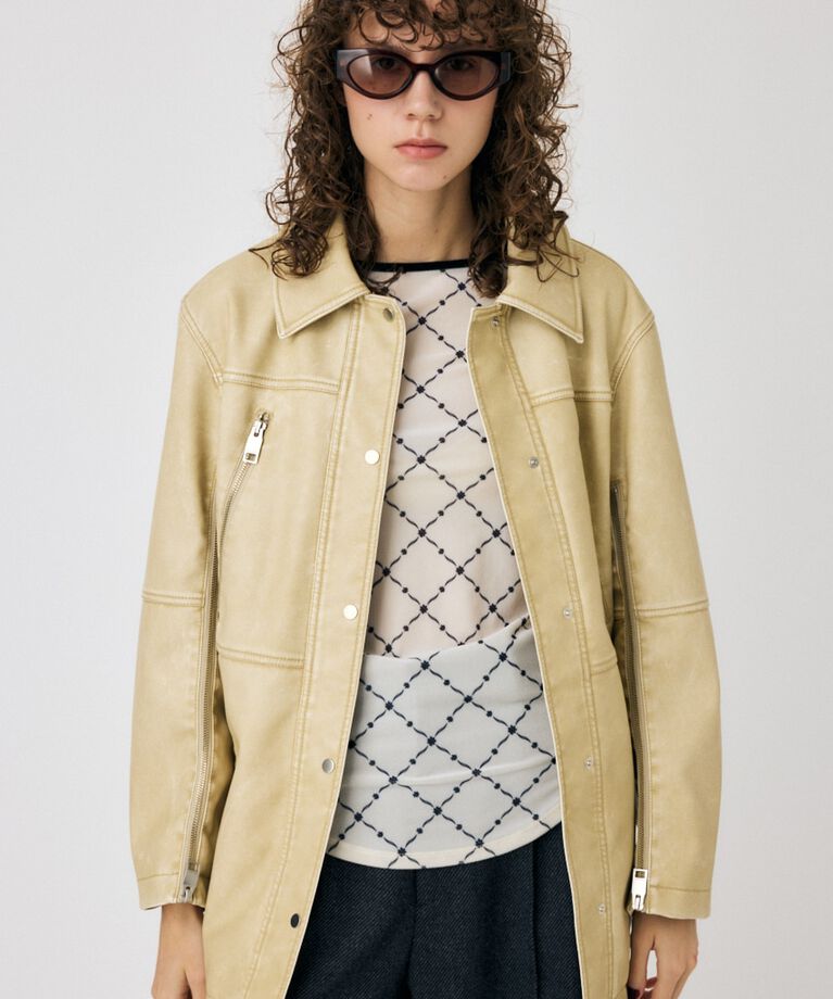 MOUSSY「AGED F/LEATHER MIDDLE ジャケット」|その他|BEG