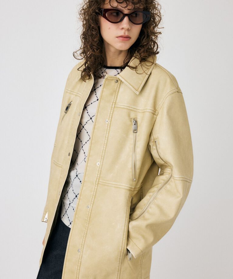 MOUSSY「AGED F/LEATHER MIDDLE ジャケット」|その他|