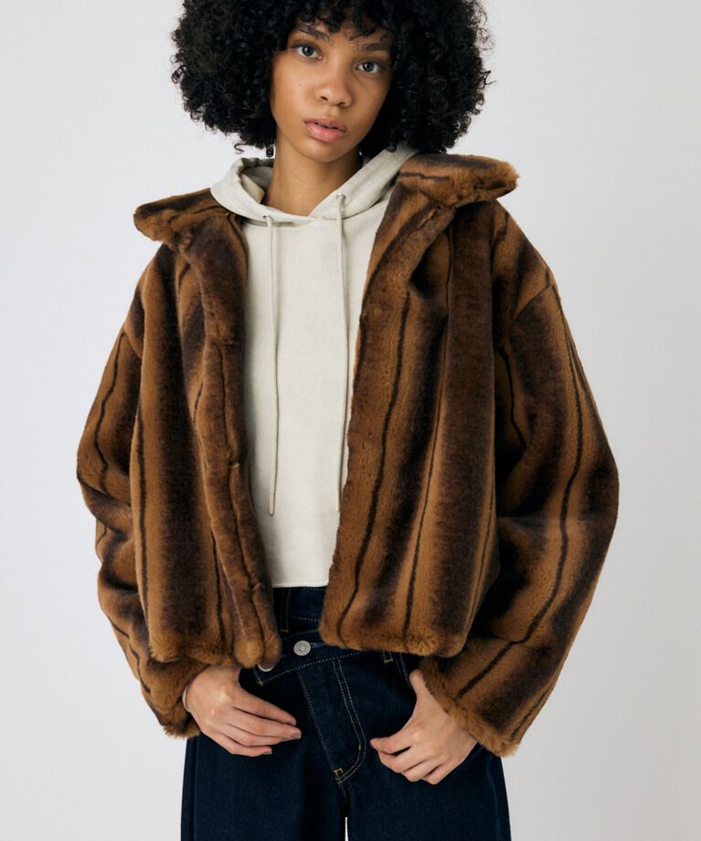 MOUSSY「FAUX FUR スタンドカラージャケット」|その他|柄BRN5