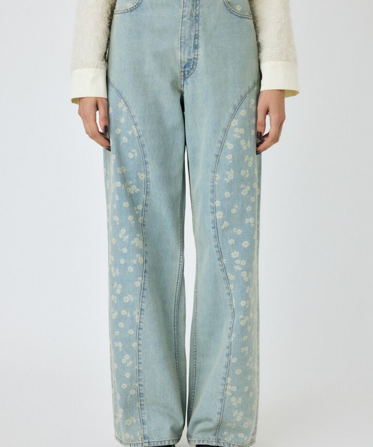 MOUSSY「FLORAL WIDE ストレートデニム」|デニム|