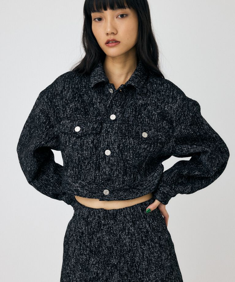 MOUSSY「SHORT TWEEDY ジャケット」|デニムジャケット|BLK