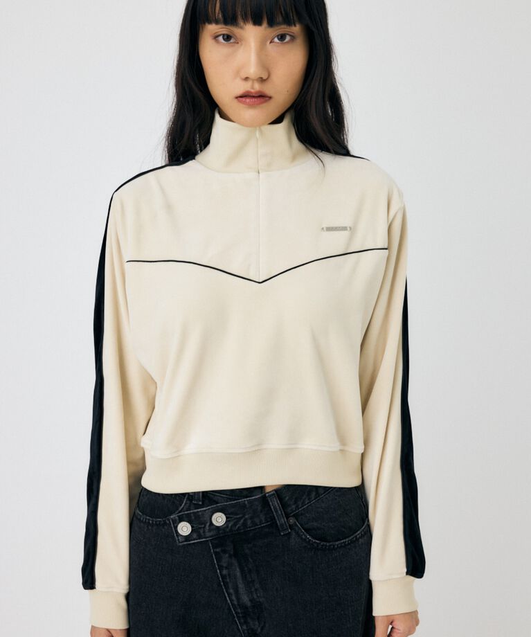 MOUSSY「VELOUR PIPING ハーフジップトップス」|Tシャツ・カットソー|