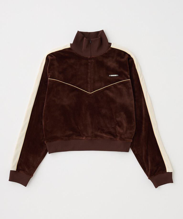 MOUSSY「VELOUR PIPING ハーフジップトップス」|Tシャツ・カットソー|