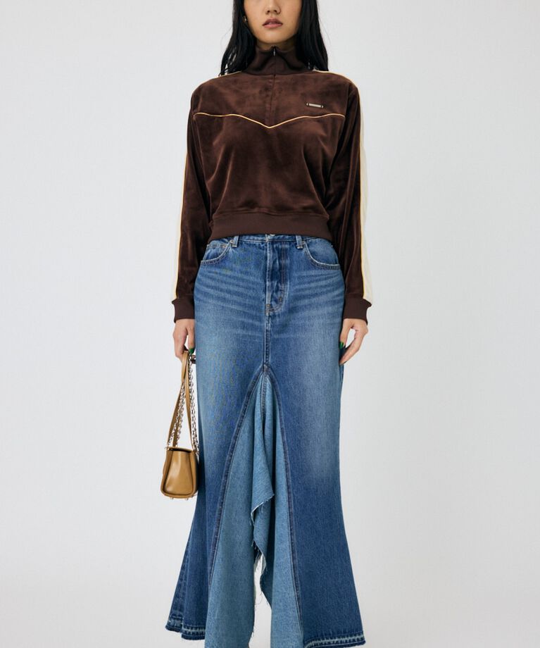 MOUSSY「VELOUR PIPING ハーフジップトップス」|Tシャツ・カットソー|