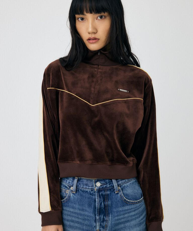 MOUSSY「VELOUR PIPING ハーフジップトップス」|Tシャツ・カットソー|