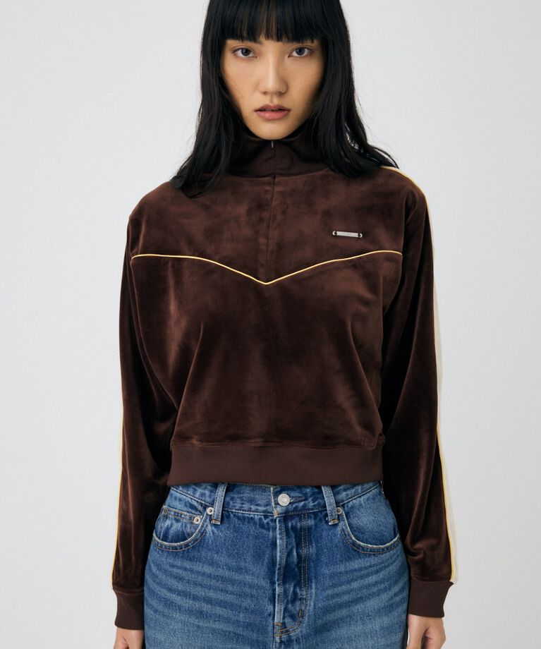 MOUSSY「VELOUR PIPING ハーフジップトップス」|Tシャツ・カットソー|