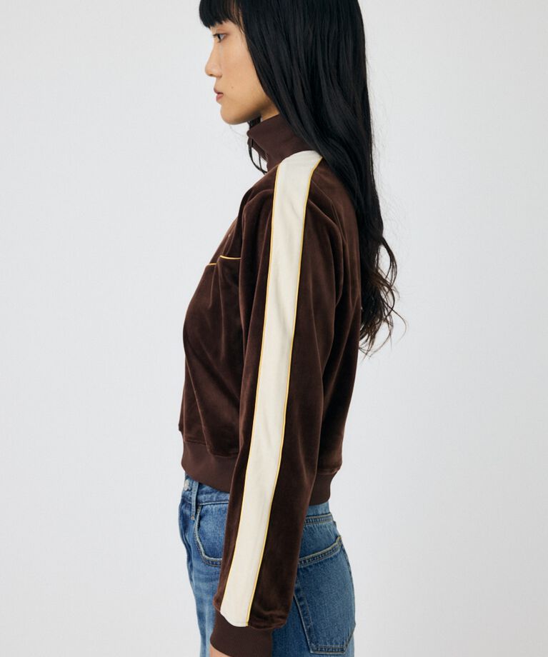 MOUSSY「VELOUR PIPING ハーフジップトップス」|Tシャツ・カットソー|