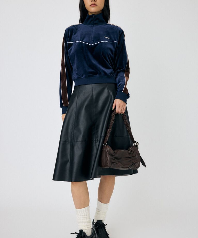 MOUSSY「VELOUR PIPING ハーフジップトップス」|Tシャツ・カットソー|