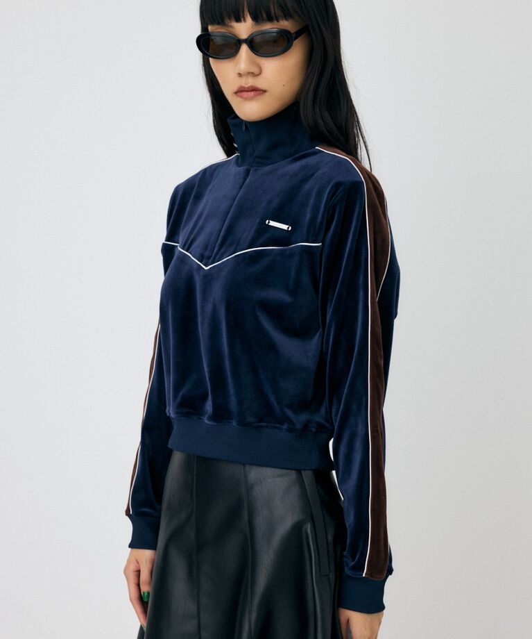 MOUSSY「VELOUR PIPING ハーフジップトップス」|Tシャツ・カットソー|