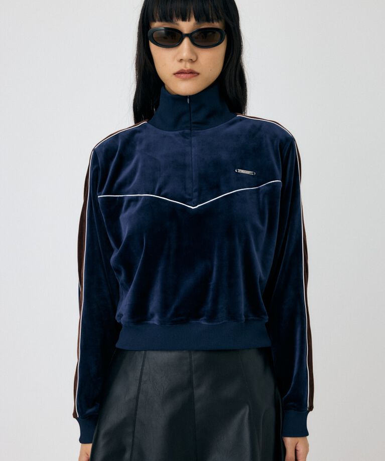 MOUSSY「VELOUR PIPING ハーフジップトップス」|Tシャツ・カットソー|