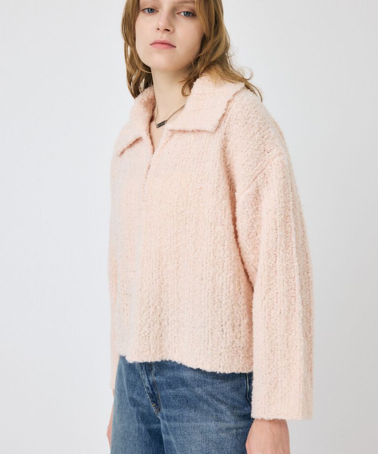 MOUSSY「OPEN COLLAR ニット」|ニット・セーター|L/PNK1