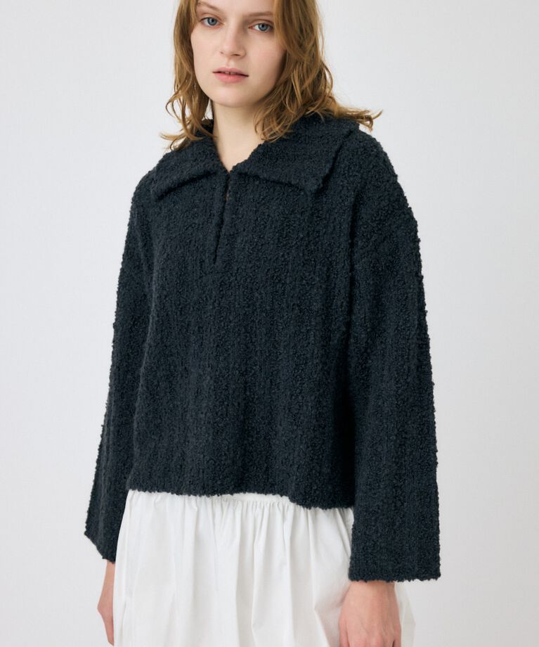 MOUSSY「OPEN COLLAR ニット」|ニット・セーター|C.GRY