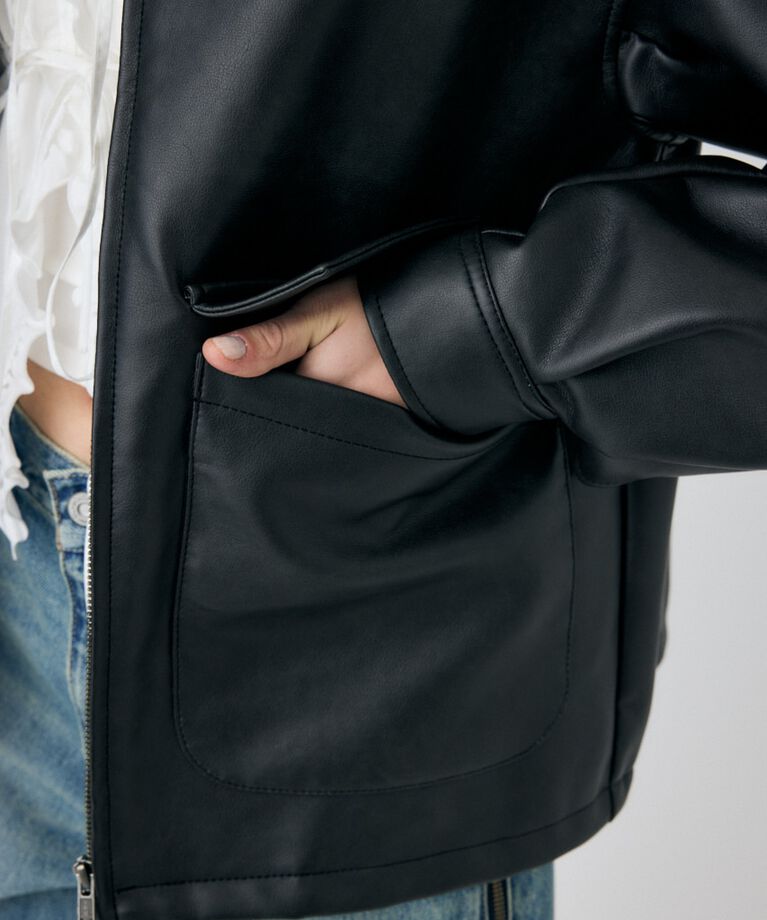 MOUSSY「FAUX LEATHER OVER ジャケット」|ブルゾン・スタジャン|