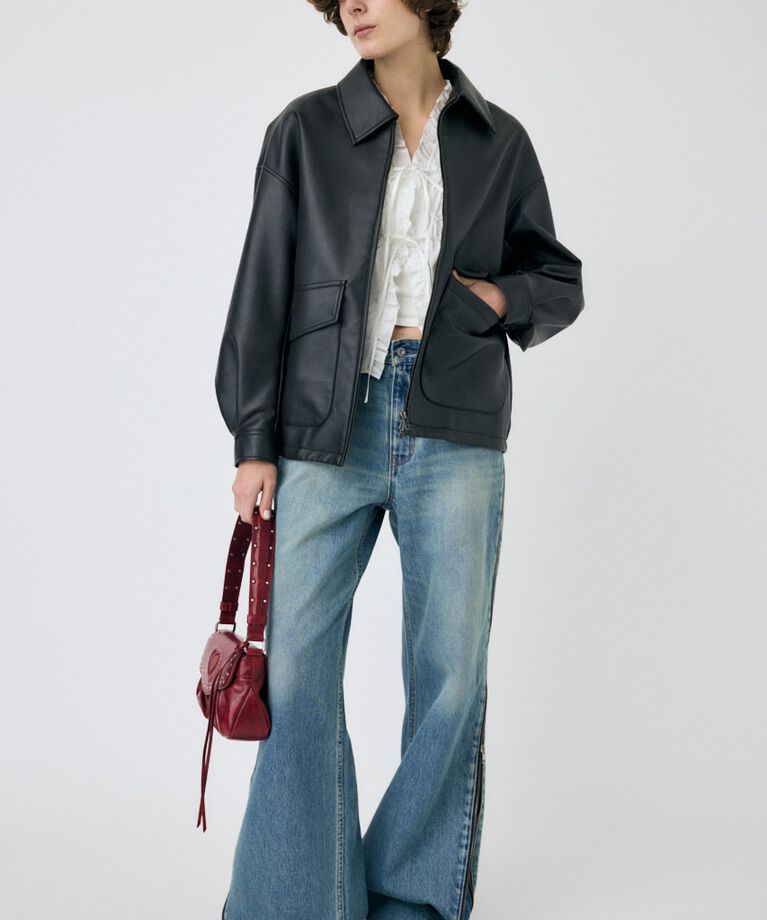 MOUSSY「FAUX LEATHER OVER ジャケット」|ブルゾン・スタジャン|