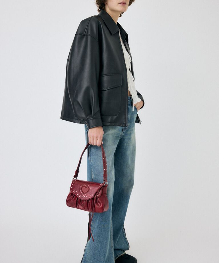 MOUSSY「FAUX LEATHER OVER ジャケット」|ブルゾン・スタジャン|