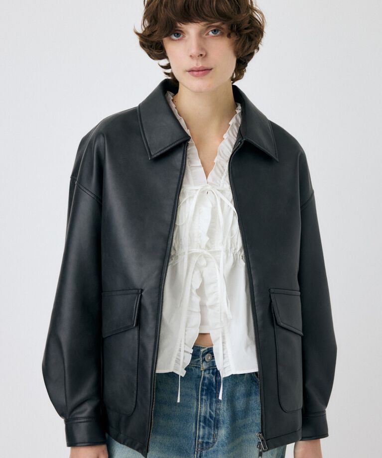 MOUSSY「FAUX LEATHER OVER ジャケット」|ブルゾン・スタジャン|
