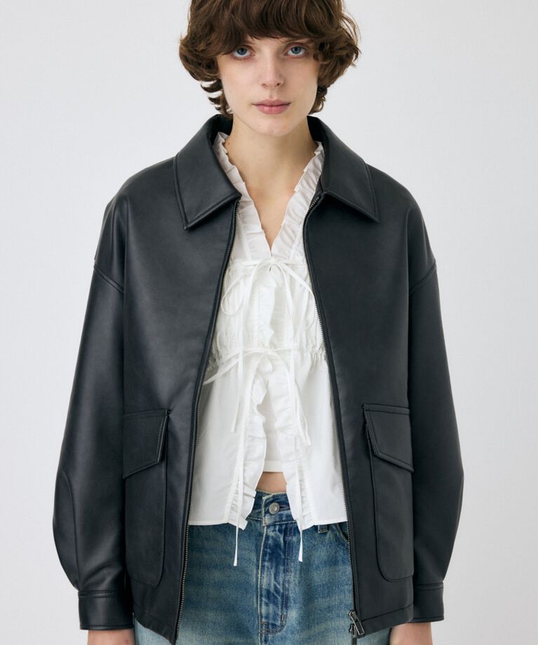 MOUSSY「FAUX LEATHER OVER ジャケット」|ブルゾン・スタジャン|