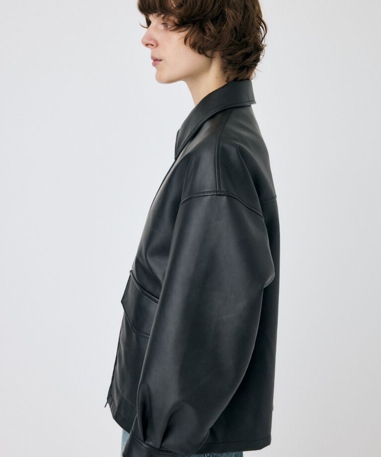 MOUSSY「FAUX LEATHER OVER ジャケット」|ブルゾン・スタジャン|