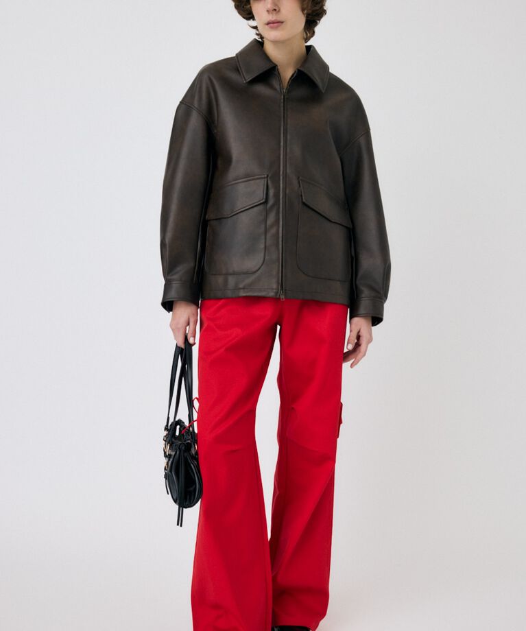 MOUSSY「FAUX LEATHER OVER ジャケット」|ブルゾン・スタジャン|