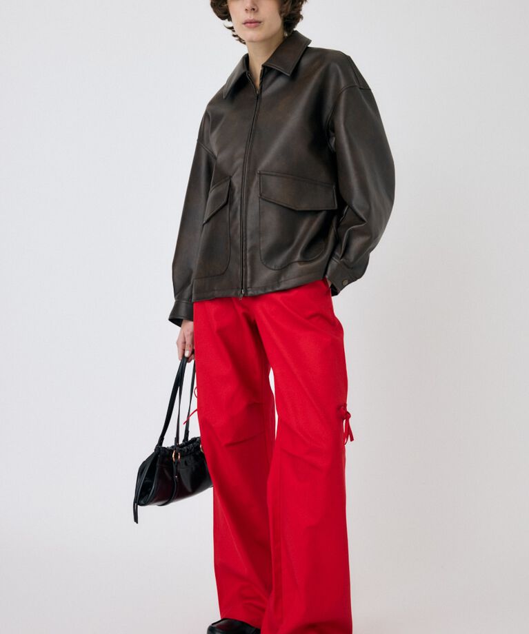 MOUSSY「FAUX LEATHER OVER ジャケット」|ブルゾン・スタジャン|