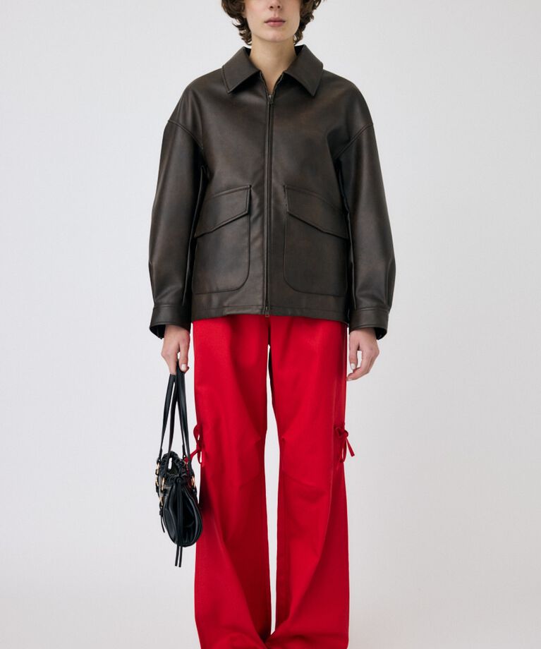 MOUSSY「FAUX LEATHER OVER ジャケット」|ブルゾン・スタジャン|
