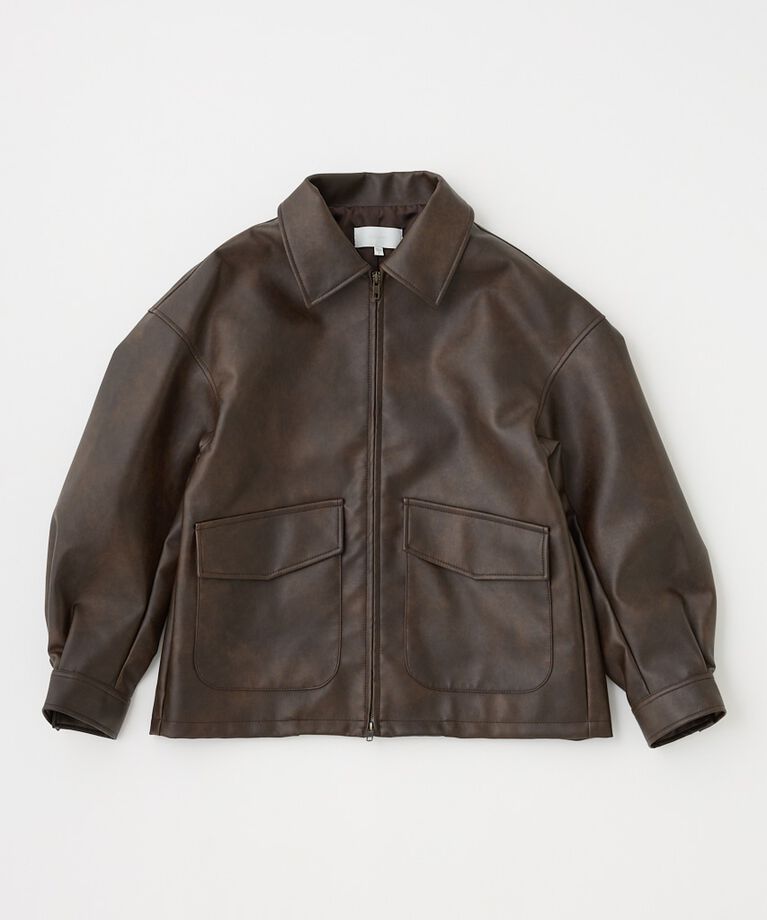 MOUSSY「FAUX LEATHER OVER ジャケット」|ブルゾン・スタジャン|