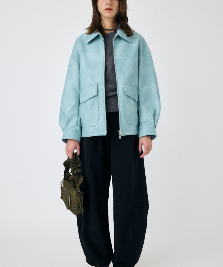 MOUSSY「FAUX LEATHER OVER ジャケット」|ブルゾン・スタジャン|