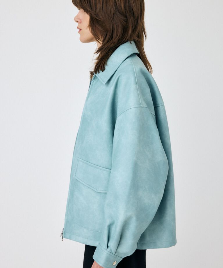 MOUSSY「FAUX LEATHER OVER ジャケット」|ブルゾン・スタジャン|