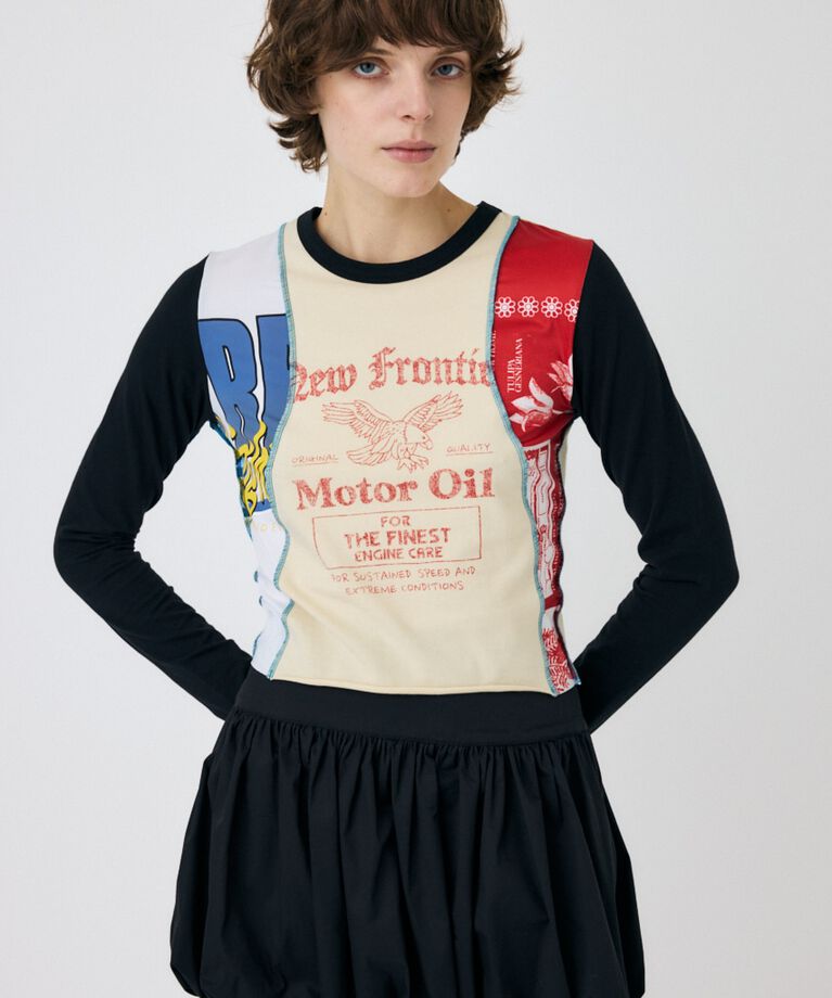 MOUSSY「REMAKE TINY ロンT」|Tシャツ・カットソー|BLK